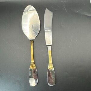 Gottinghen‎ Cake Knife Server 18/10 Stainless Steel Plated With 24K Gold ITALY